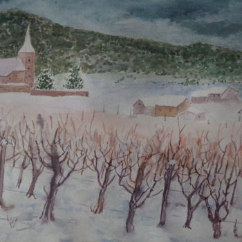 Peinture intitulée "Hiver sur Vignes" par Abdellatif Zeraidi Bd Lltyf Lzrydy, Œuvre d'art originale, Aquarelle