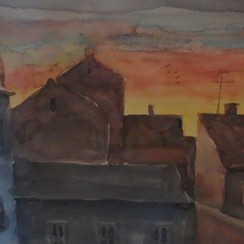 Peinture intitulée "Quartier Aristid Br…" par Abdellatif Zeraidi Bd Lltyf Lzrydy, Œuvre d'art originale, Aquarelle
