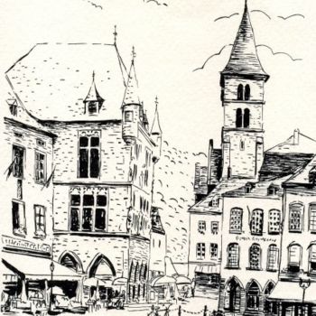 Dessin intitulée "La place du marché…" par Abdellatif Zeraidi Bd Lltyf Lzrydy, Œuvre d'art originale, Autre