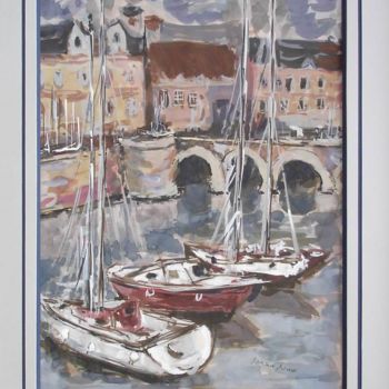 Peinture intitulée "le fond du port" par Ioana, Œuvre d'art originale, Gouache