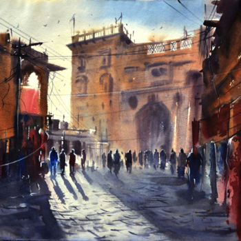 Painting titled "jaisalmer-fort.jpg" by Kishore Singh, Original Artwork, Oil