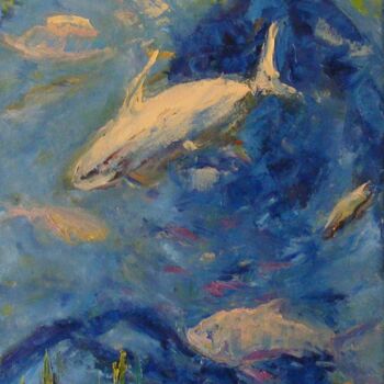 Peinture intitulée "sous-marine" par Catherine Dufrene (Katy), Œuvre d'art originale, Huile