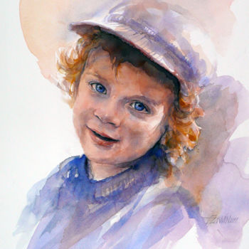Painting titled "garcon-casquette.jpg" by François Lanvin, Original Artwork, Watercolor