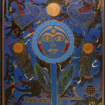 Peinture intitulée "Madame Soleil" par H . Mortazavi, Œuvre d'art originale, Acrylique
