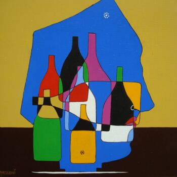 Peinture intitulée "Les inseparable" par H . Mortazavi, Œuvre d'art originale, Huile
