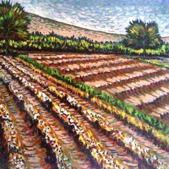 Peinture intitulée "ploughed-field.jpg" par Chinmaya Br, Œuvre d'art originale, Tempera