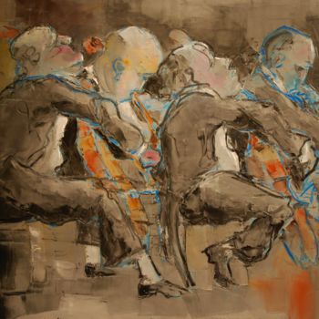 Ζωγραφική με τίτλο "Promenade-en-bus-" από Thierry Faure, Αυθεντικά έργα τέχνης, Λάδι