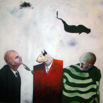 Schilderij getiteld "politikx-parts I y…" door Carlos David, Origineel Kunstwerk, Olie