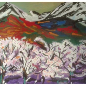 Peinture intitulée "Les amandiers" par Mohammed Rachid Iraqi, Œuvre d'art originale, Acrylique