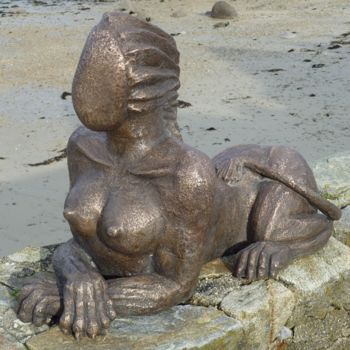 Sculptuur getiteld "Sphinge" door Emmanuelle Vroelant, Origineel Kunstwerk, Bronzen