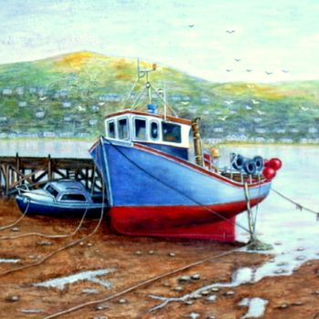 Peinture intitulée "Port d' Ecosse" par Lebreton-Hays, Œuvre d'art originale, Huile