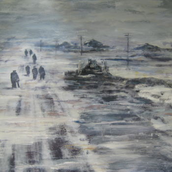Peinture intitulée "point de fuite" par Christine Leger, Œuvre d'art originale, Acrylique