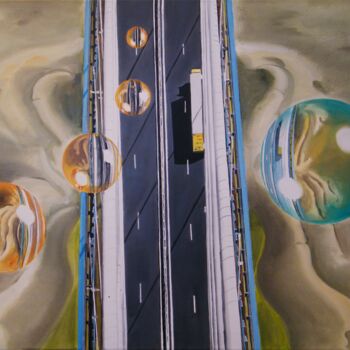 Peinture intitulée "HAUTEUR en SEINE" par Manu Surreabulliste, Œuvre d'art originale, Huile