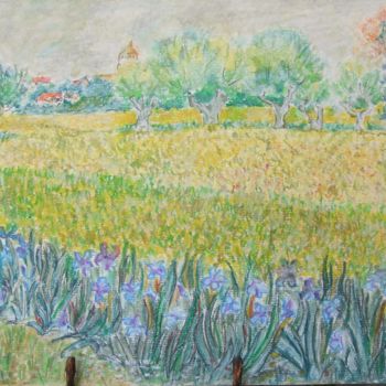 Drawing titled "Irises - Homage To…" by Branka Mattenheim, Original Artwork, Other