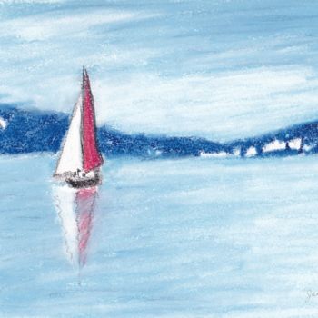Painting titled "Sailboat in Port To…" by Janel Bragg, Original Artwork, Pastel
