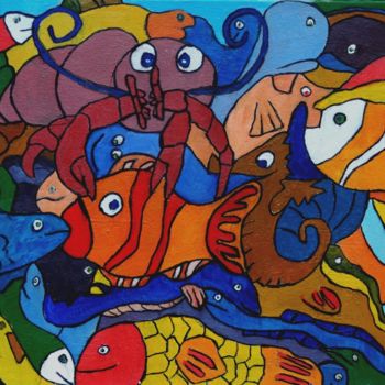 Peinture intitulée "etang" par Yves Perrin, Œuvre d'art originale, Huile