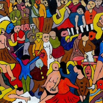 Painting titled "fiesta" by Yves Perrin, Original Artwork, Oil