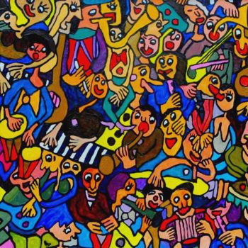 Painting titled "fanfarons" by Yves Perrin, Original Artwork, Oil