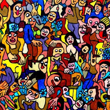 Painting titled "boulevard" by Yves Perrin, Original Artwork, Oil