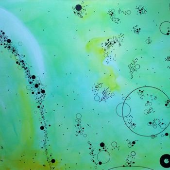Malerei mit dem Titel "bulles d'eau" von Mona Bessaa, Original-Kunstwerk, Öl