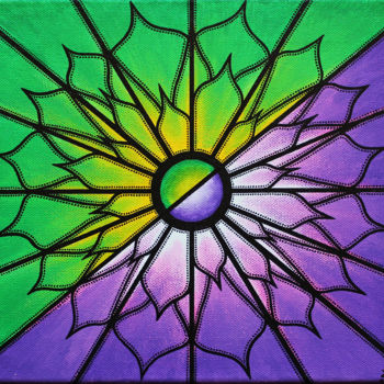 Malerei mit dem Titel "Violet et Vert" von Jonathan Pradillon, Original-Kunstwerk, Acryl Auf Keilrahmen aus Holz montiert