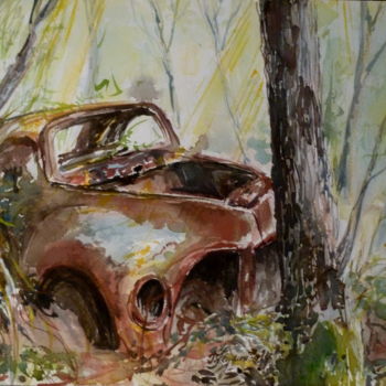 Peinture intitulée "Abandonnée" par Pierre Feyeux, Œuvre d'art originale, Aquarelle