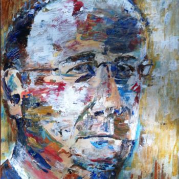 Painting titled "François Hollande" by Isabelle Reygaerts, Original Artwork, Acrylic