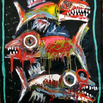 Peinture intitulée "Fishes" par Matt Sesow, Œuvre d'art originale, Acrylique