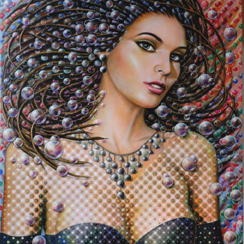 Painting titled "MISS" by Jean-Jacques Briquet, Original Artwork, Acrylic Mounted on Wood Stretcher frame