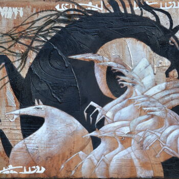 Painting titled "black and white" by Franco Anselmi, Original Artwork, Oil