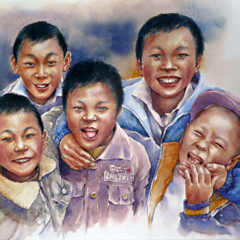 Painting titled "yunnan-galopins.jpg" by François Lanvin, Original Artwork, Watercolor