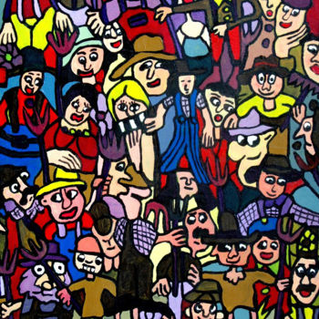 Painting titled "vie paysanne" by Yves Perrin, Original Artwork, Acrylic