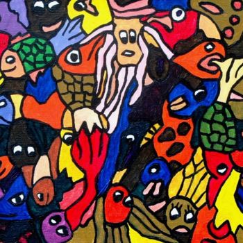 Peinture intitulée "fond marin" par Yves Perrin, Œuvre d'art originale, Acrylique