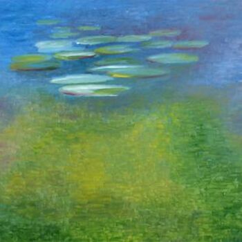 Painting titled "Lotus Leaves" by Aijaz Qaisar, Original Artwork