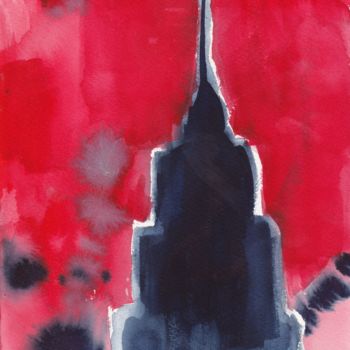 Ζωγραφική με τίτλο "Empire State Buildi…" από Janel Bragg, Αυθεντικά έργα τέχνης, Ακουαρέλα