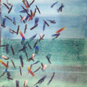 Ζωγραφική με τίτλο "Birds and Sea above…" από Sebastian Olivier Burckhardt, Αυθεντικά έργα τέχνης, Ακρυλικό