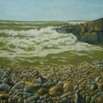 Painting titled "Plage des Petites D…" by Christian Laspoujas, Original Artwork, Oil