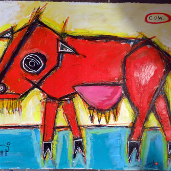 Peinture intitulée "Cow" par Matt Sesow, Œuvre d'art originale, Acrylique