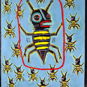 Peinture intitulée "Queen bee" par Matt Sesow, Œuvre d'art originale, Acrylique