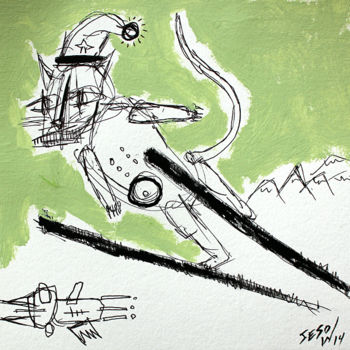 Peinture intitulée "Ski jumping" par Matt Sesow, Œuvre d'art originale, Acrylique