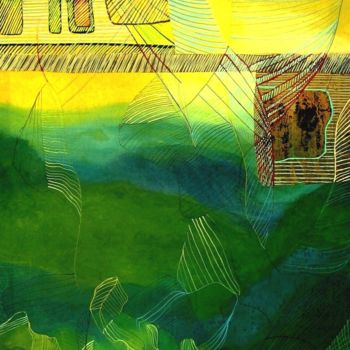 Malerei mit dem Titel "Fahrt ins Grüne" von Sebastian Olivier Burckhardt, Original-Kunstwerk, Tempera