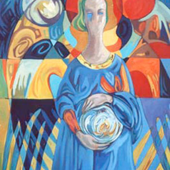 Painting titled "Angel cries" by Rita Pranca, Original Artwork, Oil