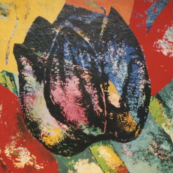 Peinture intitulée "Tulipe-noire" par Hélène Py, Œuvre d'art originale, Acrylique