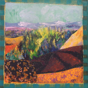 Peinture intitulée "Paysage en boutis P…" par Hélène Py, Œuvre d'art originale, Acrylique