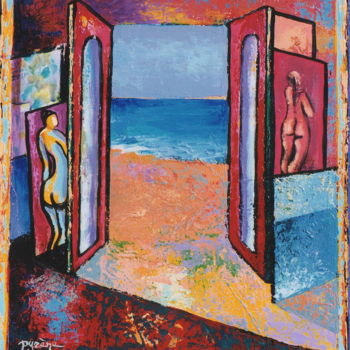 Peinture intitulée "Atelier sur mer" par Hélène Py, Œuvre d'art originale, Acrylique
