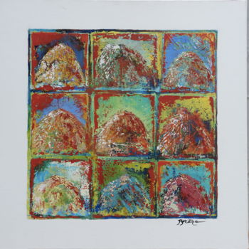 Peinture intitulée "Meules de foin" par Hélène Py, Œuvre d'art originale, Acrylique