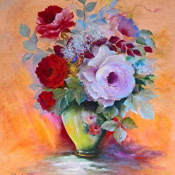 Painting titled "mauve rose" by Elena, Original Artwork, Oil