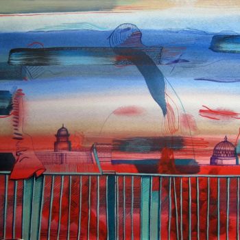 Painting titled "Berliner Himmel" by Sebastian Olivier Burckhardt, Original Artwork, Acrylic
