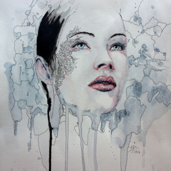 Peinture intitulée "le tatouage" par Jérôme Royer, Œuvre d'art originale, Aquarelle