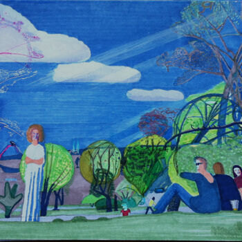 Drawing titled "Beer on the Air" by Mcniti11, Original Artwork, Marker Mounted on Cardboard